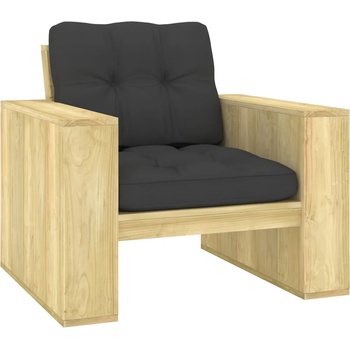 vidaXL Градински стол с възглавници антрацит импрегниран бор (3065741)