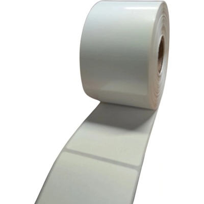 Plastová Etiketa 50 mm x 100 mm, Polypropylén, Biela, Dutinka 25 mm, 500 ks/kotúč, Permanentné lepidlo, Priemer kotúča 88 mm