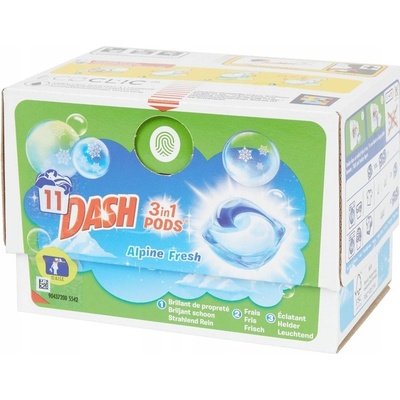 Dash kapsule na pranie bielych tkanín Alpskej čerstvosti 3v1 11 PD