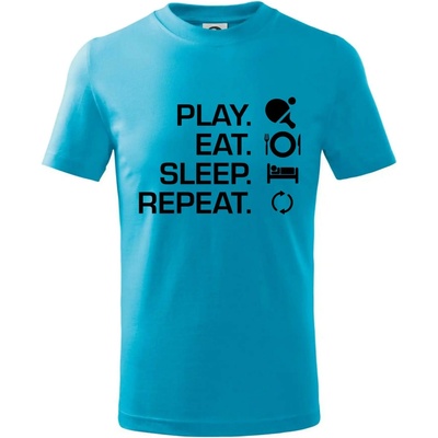 Stolný tenis eat sleep tričko Svetlý tyrkys