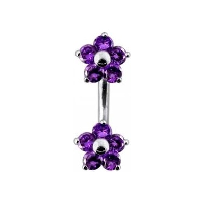 Šperky4U stříbrný piercing do pupíku kytičky BP01106-A