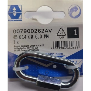 Vorman КАРАБИНА ОВАЛ С ГАЙКА vrn 6mm 45/7.5x14 (4003984662833)