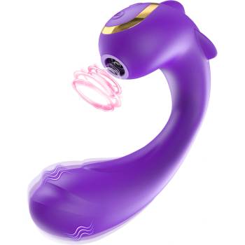 Image 1 of SuperLove Raya G-Spot Sucking Dual Vibrator Purple