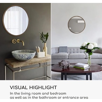 Image 1 of Casa Chic Fournier Стенно огледало с метална рамка, кръгло 58, 8 x 58, 8 см (EL-MIR-MET-60X60-GLD) (EL-MIR-MET-60X60-GLD)