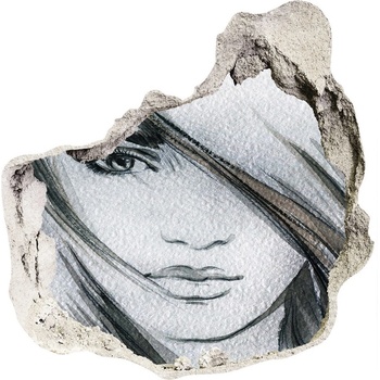 Wallmuralia Díra 3D fototapeta nálepka Portrét ženy, rozměry 75x75 cm