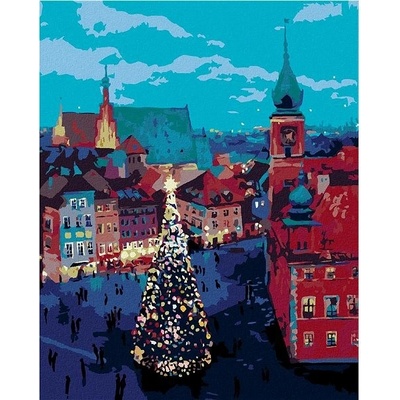 zuty Malování podle čísel Vánoční stromek před zámkem ve Varšavě 80 x 100 cm vypnuté plátno na rám