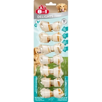 8in1 8in1 Delights Dental XS -Лакомство за кучета от мини породи, дентални деликатесни кокалчета