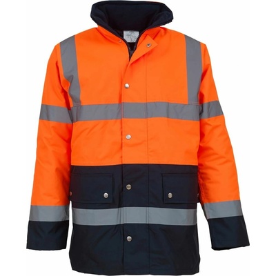Yoko Hi-Vis dvoubarevná dálniční bunda HVP302 Fluorescent Orange