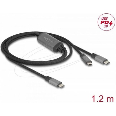 Delock Кабел USB-C, Y-кабел, 2 x USB-C PD 3.0, 100 W, 1.2 метра (DELOCK-81271)