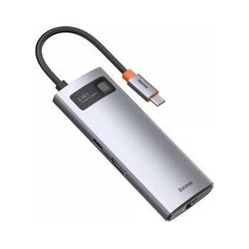 Baseus Hub 6w1 Baseus Metal Gleam Series, USB-C do 3x USB 3.0 + HDMI + USB-C PD + Ethernet RJ45