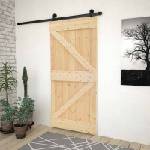 vidaXL Преплъзваща се врата 80 x 210 cm Масивна борова дървесина (3444853)