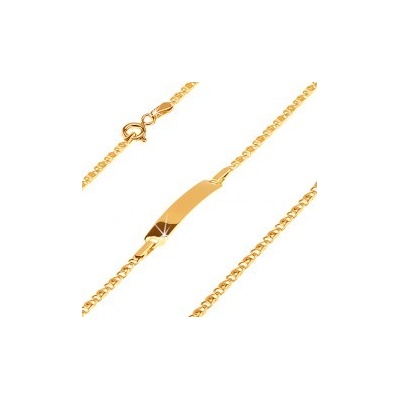 Šperky eshop Náramok v žltom zlate s platničkou dve drobné prepojené očká GG25.17
