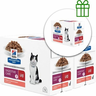 Hill's Prescription Diet i/d Péče o zažívání kapsička pro kočky losos 12 x 85 g, 2+1