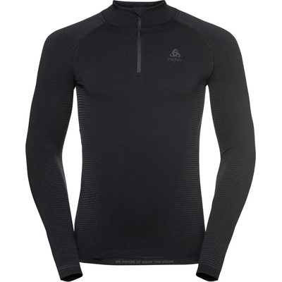 Odlo Мъжко синтетично термобельо Odlo Base Layer Top Turtle Neck L/S Half Zip Performa Synthetic base layer - Black / New Odlo Graphite Grey - размер XXL (014-1531-0115)