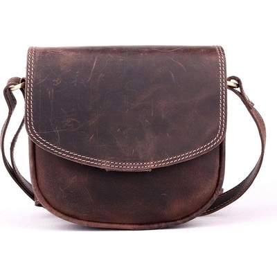 pevná kožená crossbody kabelka HGL no. 962 Hnědá