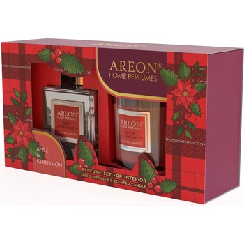 Areon Комплект ароматна свещ Areon Classic - С ароматни пръчици, Apple & Cinnamon (SHP19_G01)