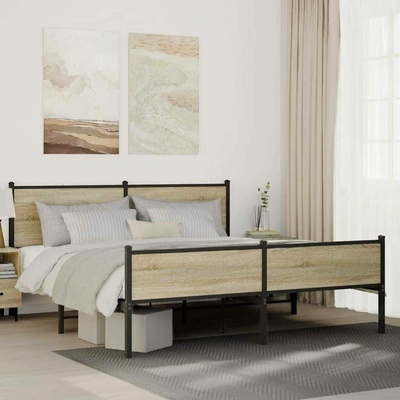 zahrada-XL 3301401 Kovový rám postele bez matrace dub sonoma