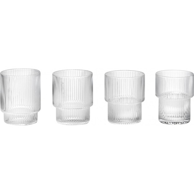 Ferm Living Skleničky Ripple čirá barva sklo 4 x 200 ml