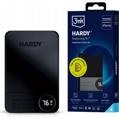 3mk HARDY MagSynergy Ni+ powerbanka USB-C/USB-C 10 000 mAh čierna (5903108541398) Bezdrôtová powerbanka
