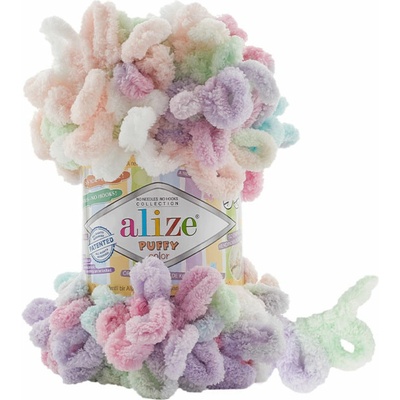 Alize příze Puffy color 6526 růžová, fialová, zelená, bílá