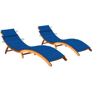vidaXL Шезлонги, 2 бр, с възглавници, акациево дърво масив (3077371)