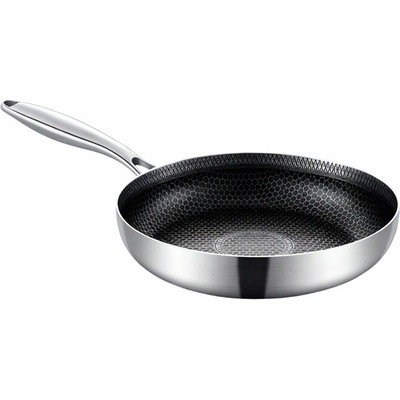 Wok Edenberg 28 cm stříbrný s nepřilnavým povrchem a poklicí