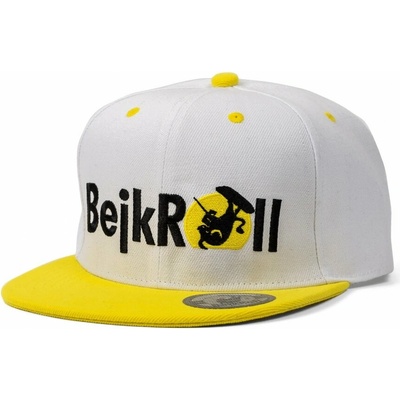 BejkRoll Snap White Yellow rovné logo Yupoong SnapBack