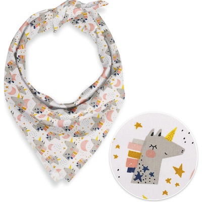 Biante detská šatka Sandra SA-562 Spiace jednorožce medzi hviezdičkami na bielom