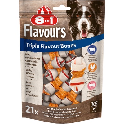 8in1 Triple Flavour snacky žvýkací kosti XS 7 kusů 21 kusů 294 g