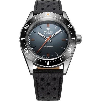 Nivada Grenchen Aquamar Grey - Black Racing strap