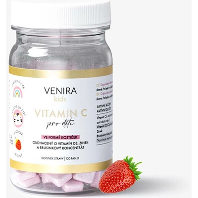 Venira Vitamín C pre deti jahoda 120 kociek