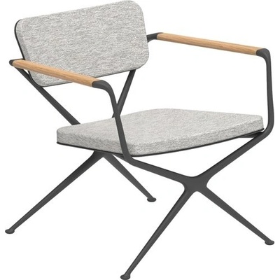 Royal Botania Nízké relax křeslo Exes, rám hliník sand, područky teak, bez sedáků