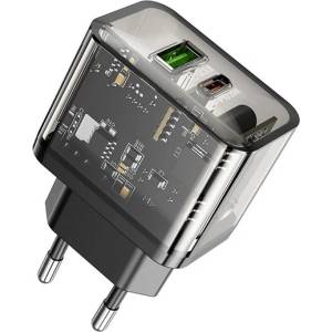 hoco. Зарядно устройство HOCO N34 за USB+Type-C гнездо 20W, бързо зарядно устройство PD 3.0, ЧЕРНО (N34)