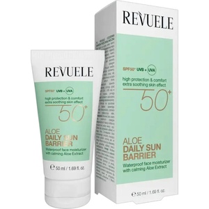  REVUELE Aloe Daily Sun Barrier SPF 50+, водоустойчив дневен крем с алое и висока слънцезащита, 50 ml