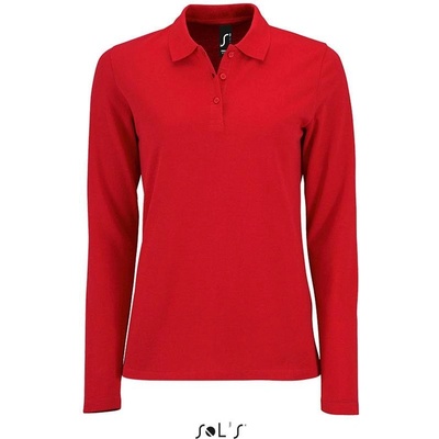 SOL'S Perfect LSL Women Dámske polo s dl. rukávom červená