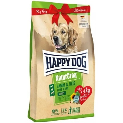 Happy Dog Natur Croq Lamb & Rice - храна за чувствителни кучета от всички породи, с агнешко, ориз, 15 кг, Германия - 60526