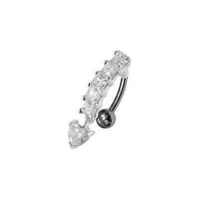 S4U Stříbrný piercing do pupíku obrácený (čirá) BP01190-C