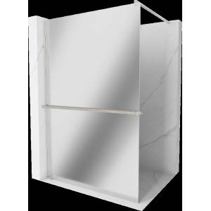 Mexen Kioto+ душ кабина с рафт Walk-in 140 x 200 см, огледало, четкана никел - 800-140-121-97-50 (800-140-121-97-50)