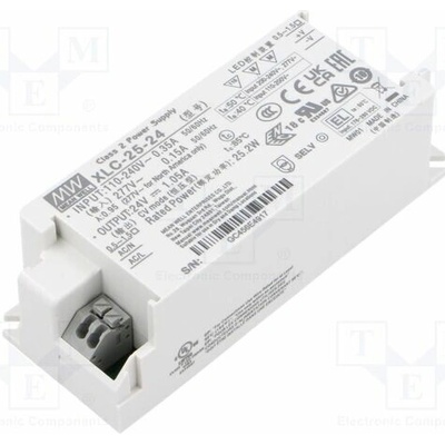 MEAN WELL XLC-25-24 Napájecí zdroj: spínaný; LED; 25W; 24VDC; 0÷1,05A; 100÷305VAC; 88%