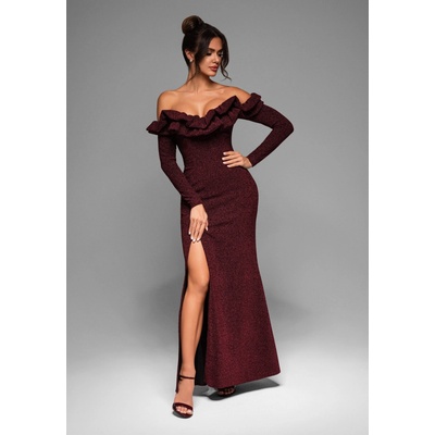 Edoti Evening dress LA-OM-DL tmavočervená