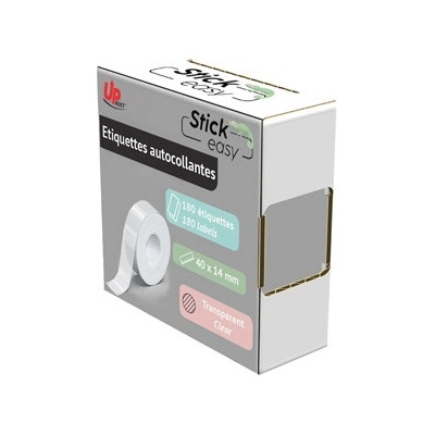 UPrint etikety 14mmx40mm, transparentná, 180 etiketa, balené po 1 ks, UP21 180 TRANSPARENT, pre tlačiarne etikiet UPrint UP21