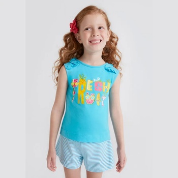 Image 1 of Mayoral Комплект раирани шорти и потник за момиче Майорал в тюркоазен цвят