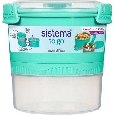 Sistema Obědový box s vodotěsnou miskou a vidličkou To Go LunchStack Round 965 ml, zelená