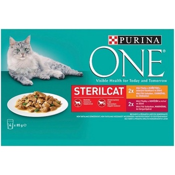 Purina One Sterilecat kuracie a hovädzie mäso 4 x 85 g