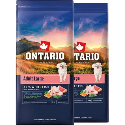 ONTARIO Adult Large Fish & Brown Rice 2 x 12 кг
