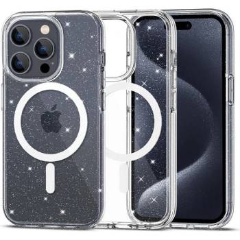 GKK Magsafe Калъф за iPhone 15 Pro, Hybrid FlexAir Glitter Clear Case, Прозрачен (9490713936405)