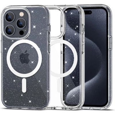 Tech-Protect Magsafe Калъф за iPhone 15 Pro, Tech-Protect Hybrid FlexAir Glitter Clear Case, Прозрачен (9490713936405)