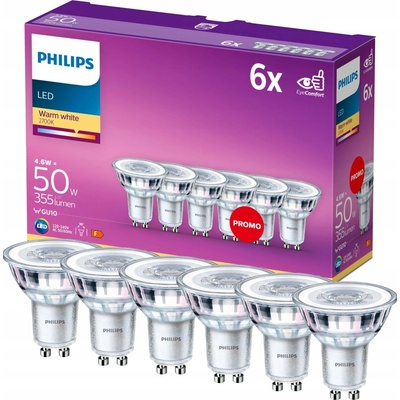 Philips LED Classic spot 4.6-50W, GU10, 2700K, set 6ks 929001215233 – Zboží Mobilmania