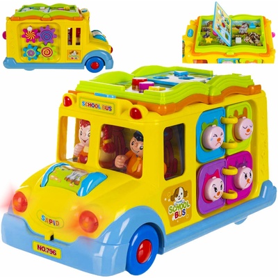 Huile Toys multifunkční školní autobus se zvířátky a zvuky