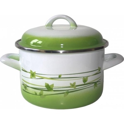 Metalac Hrnec Hluboký smaltovaný hrnec Standard s poklicí tráva 20 cm 4 l D2-20-3